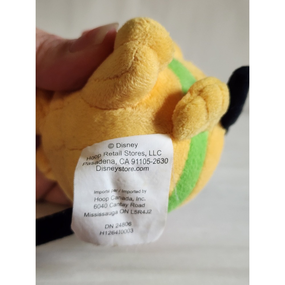 Disney Pluto Puffy Plush Mini Stuffed Animal Yellow Dog Green Collar DN 24806 - Picture 2 of 3